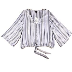 NWT A.N.A. Wormen's XL Blue Striped 3/4 Bell Sleeve Pullover Top - Fall - Office